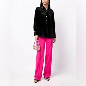 NWT Vince Womens Black Shaped Collar Long Sleeve Blouse SZ S